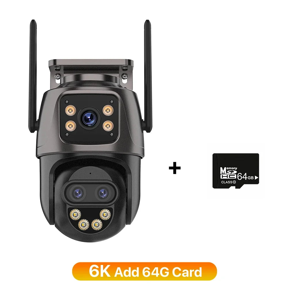 IP Camera 6K 9MP HD WiFi Εξωτερική Κάμερα 8x Ζουμ Τριπλού Φακού Διπλής Οθόνης Κάμερα Ασφαλείας Σπιτιού PTZ 6MP Βίντεο Παρακολούθηση iCSee