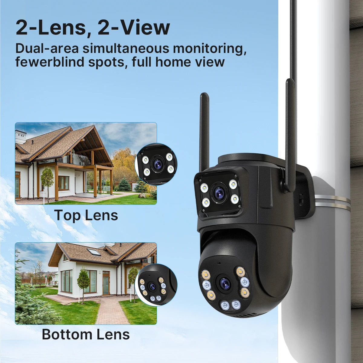 Κάμερα 4K 8MP HD Wifi PTZ Εξωτερικού χώρου 4MP Διπλού φακού Διπλής οθόνης AI Αυτόματης παρακολούθησης IP Κάμερα CCTV Εποπτείας Ήχου Βίντεο P2P iCSee