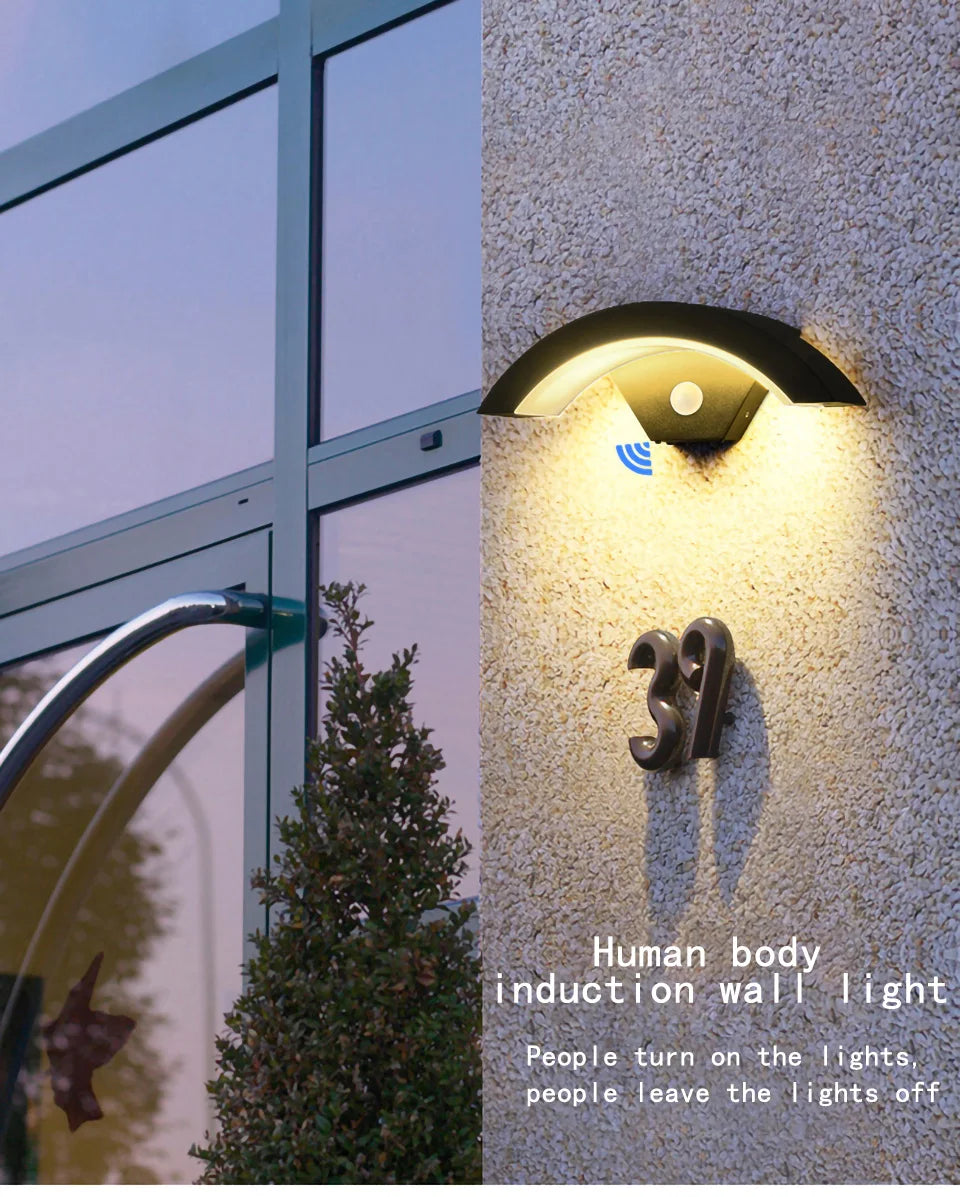 Modern minimalist fan-shaped LED outdoor waterproof human sensing wall lamp bedroom living room balcony corridor wall lamp