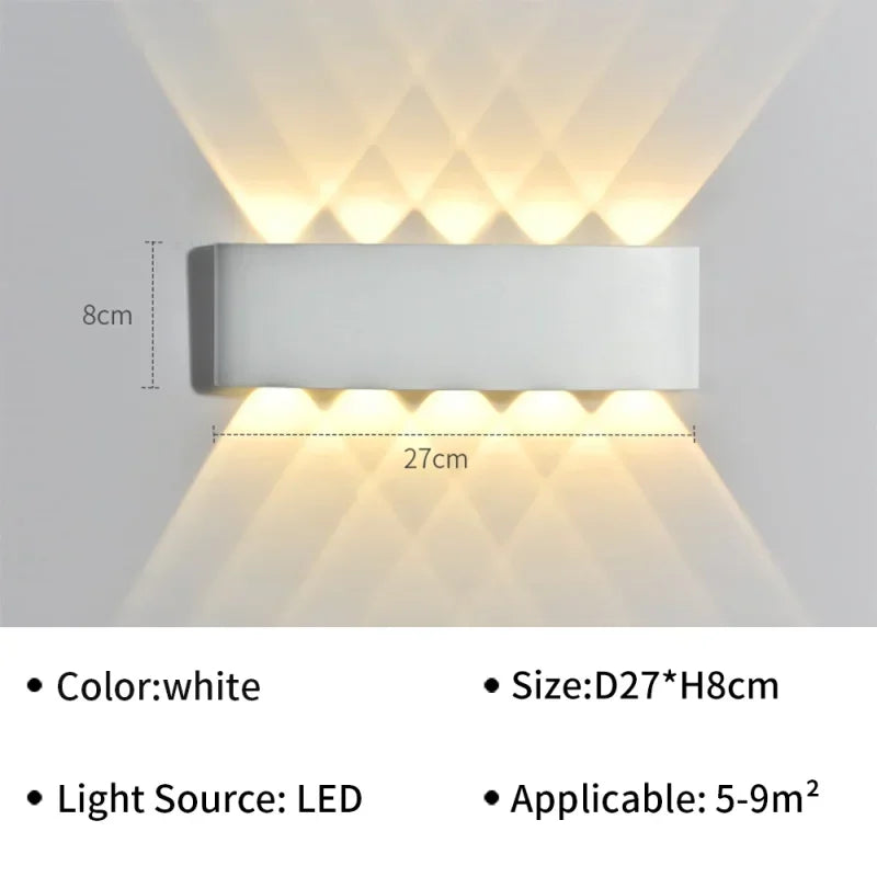 IP65 Αδιάβροχο Φωτιστικό Τοίχου Μοντέρνα LED Φωτιστικά Τοίχου για Εξωτερικό Κήπο Απλίκα Διακόσμηση Σαλονιού Φόντο Μαύρος Προβολέας Φωτισμού