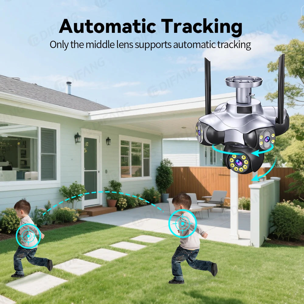 25MP Five Screen WiFi Camera Five Lens CCTV IP Cam 10K 20MP Security IP Camera Video Surveillance 720° PTZ Home Security Cam