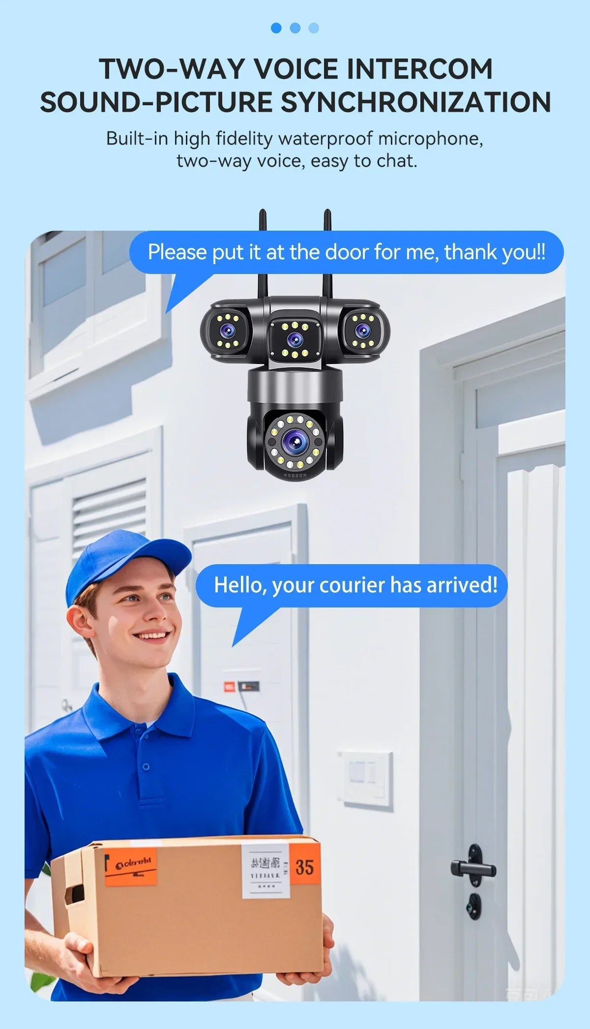 10K 20MP Home Security Outdoor WiFi Camera 4 Lens 4 Screen 360° 16X Zoom CCTV Wireless Surveillance PTZ Cam Security Protection