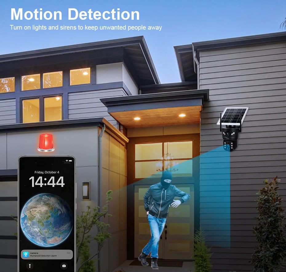 KERUI 6MP WIFI 4G Solar Camera Dual Lens IP Camera Outdoor Waterproof  Surveillance CCTV Video Home Security Solar Panel