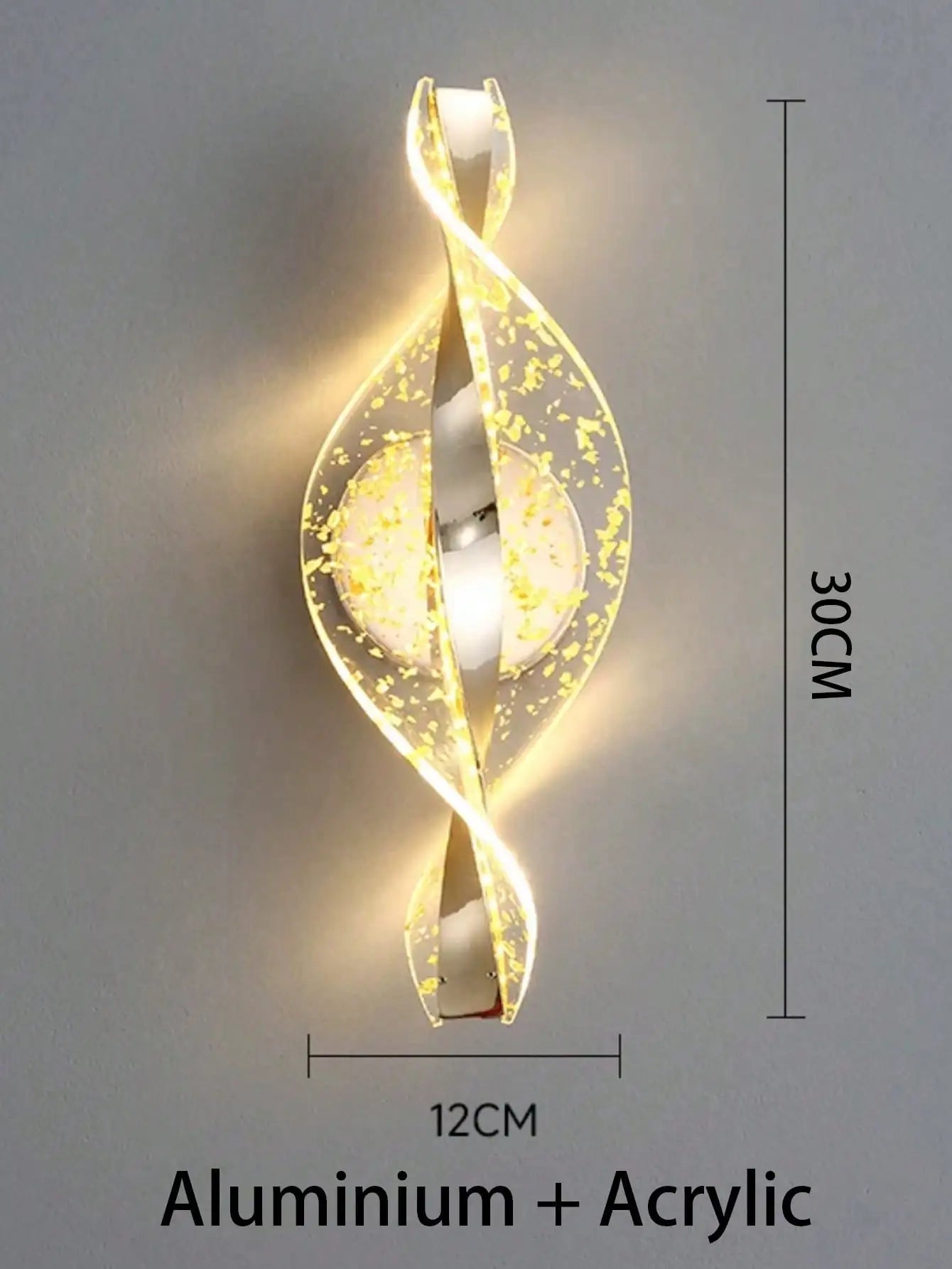 Acrylic 1pc Gold/Black Modern Wall Sconce for Hallways, Bedrooms and other Home Decor, LED Outdoor Wall Sconce