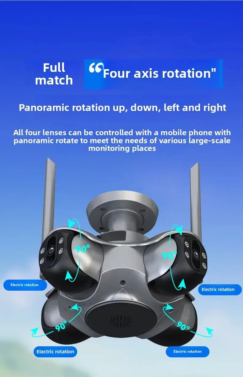 25MP Five Screen WiFi Camera Five Lens CCTV IP Cam 10K 20MP Security IP Camera Video Surveillance 720° PTZ Home Security Cam