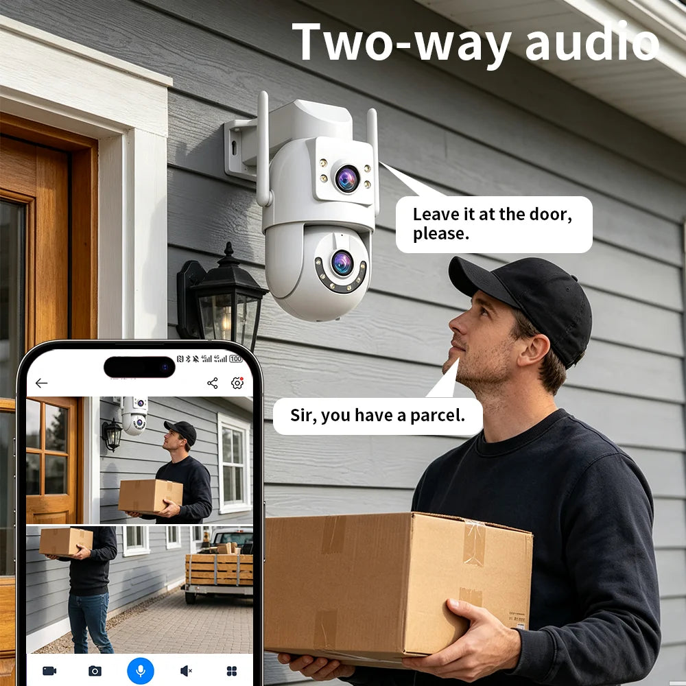Jooan 4K 8MP HD Wifi Κάμερα PTZ Εξωτερικού Χώρου 5G Wifi Διπλός Φακός Κάμερες Ασφαλείας IP 5X Zoom AI Παρακολούθηση ONVIF Κάμερα Παρακολούθησης CCTV
