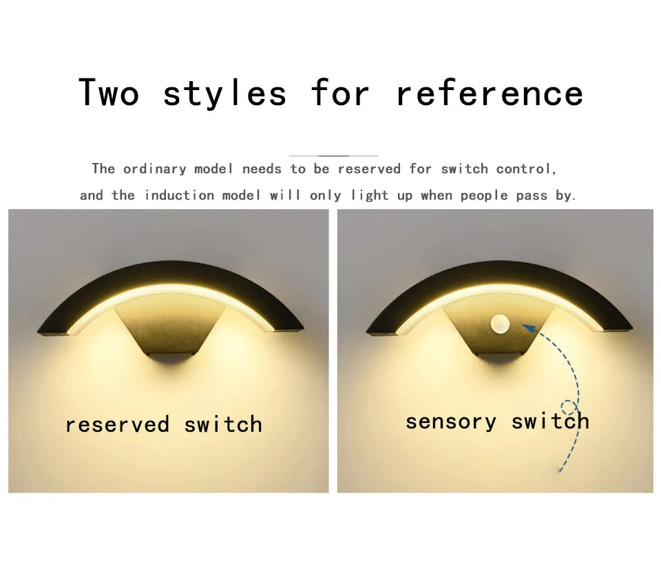 Modern minimalist fan-shaped LED outdoor waterproof human sensing wall lamp bedroom living room balcony corridor wall lamp