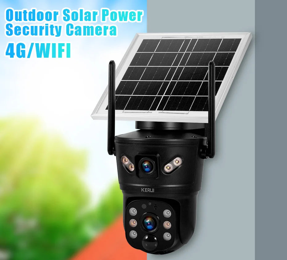KERUI 6MP WIFI 4G Solar Camera Dual Lens IP Camera Outdoor Waterproof  Surveillance CCTV Video Home Security Solar Panel