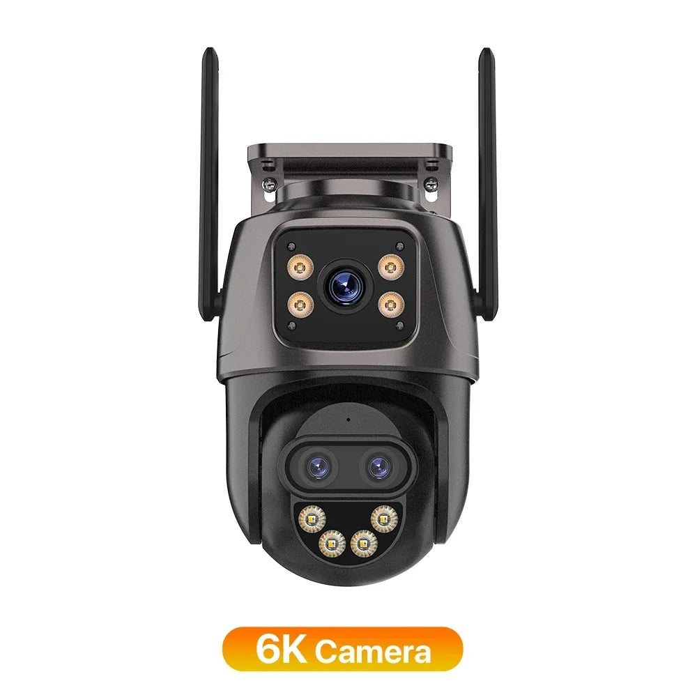 IP Camera 6K 9MP HD WiFi Εξωτερική Κάμερα 8x Ζουμ Τριπλού Φακού Διπλής Οθόνης Κάμερα Ασφαλείας Σπιτιού PTZ 6MP Βίντεο Παρακολούθηση iCSee