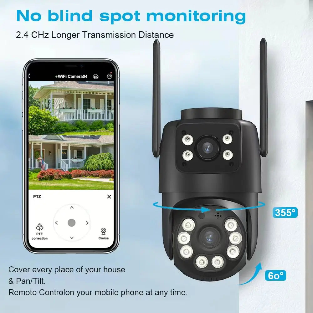 BELIA 4K 8MP WiFi Surveillance Camera,4X Digital Zoom,  PTZ IP Camera ONVIF Dual Lens, AI Human Detect, Outdoor Security ICSEE