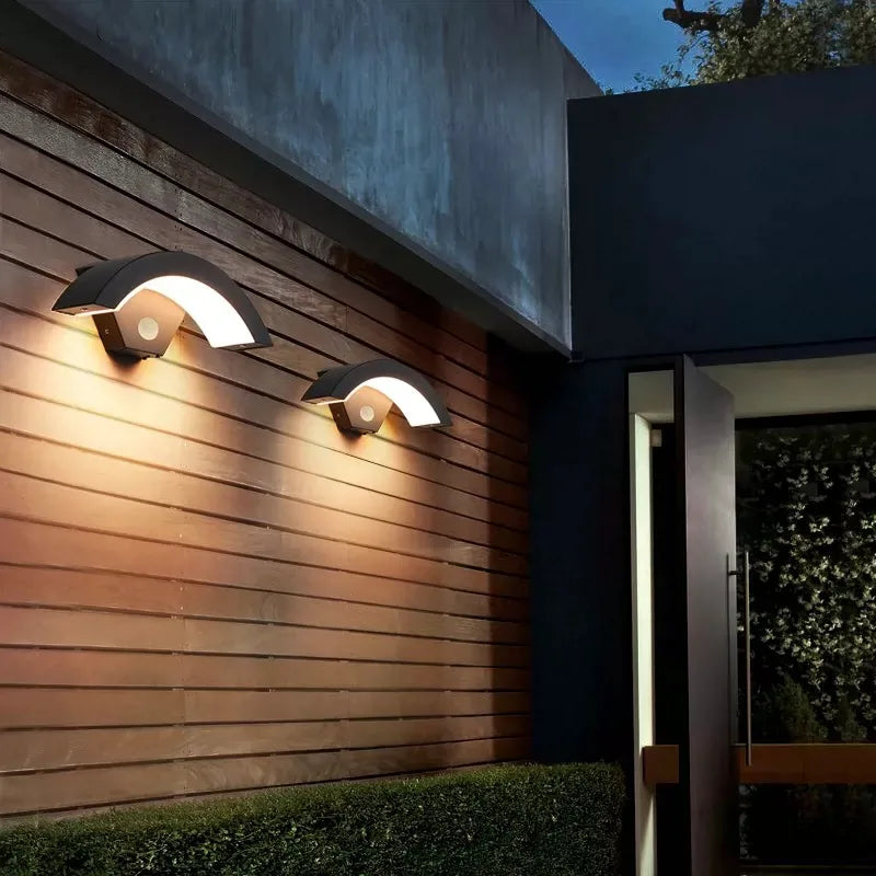 Modern minimalist fan-shaped LED outdoor waterproof human sensing wall lamp bedroom living room balcony corridor wall lamp