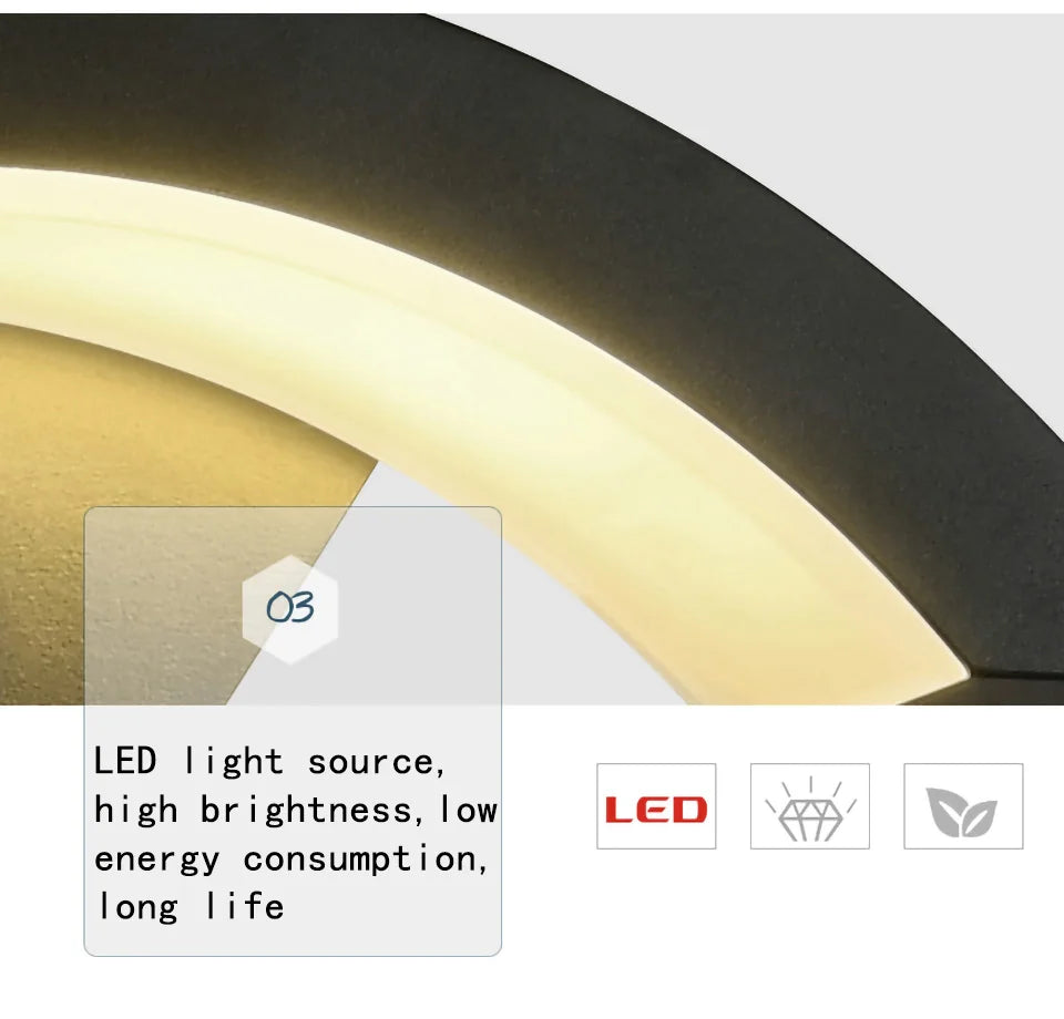 Modern minimalist fan-shaped LED outdoor waterproof human sensing wall lamp bedroom living room balcony corridor wall lamp