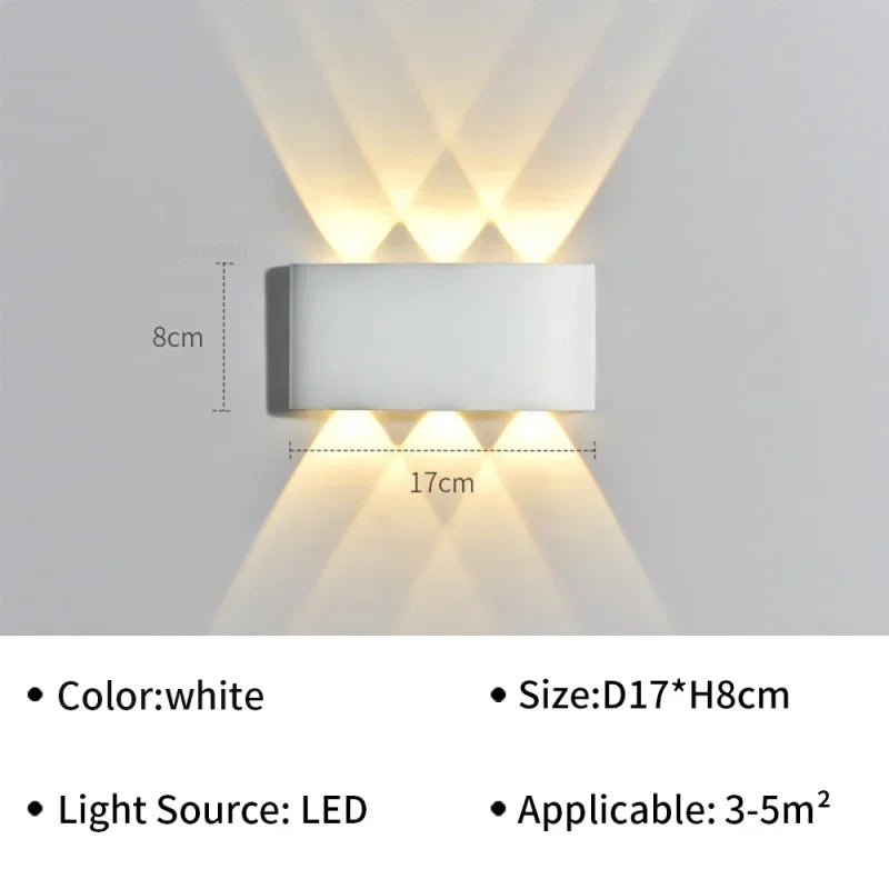 IP65 Αδιάβροχο Φωτιστικό Τοίχου Μοντέρνα LED Φωτιστικά Τοίχου για Εξωτερικό Κήπο Απλίκα Διακόσμηση Σαλονιού Φόντο Μαύρος Προβολέας Φωτισμού